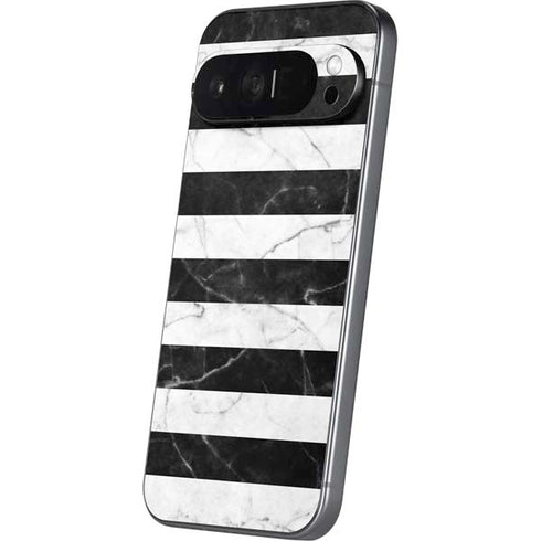 Black and White Striped Marble Pixel 9 Pro XL Skin